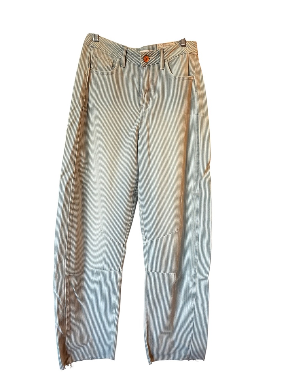 Striped  Junior Girls Relaxed Fit Barrel Jeans - Light Blue /white striped SO